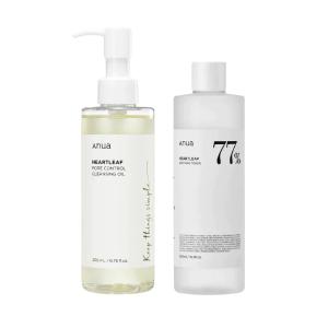ANUA - Kit Heartleaf Pore Control Cleansing Oil y Heartleaf Soothing Toner 77% | Kit Calmante Todo tipo de Piel